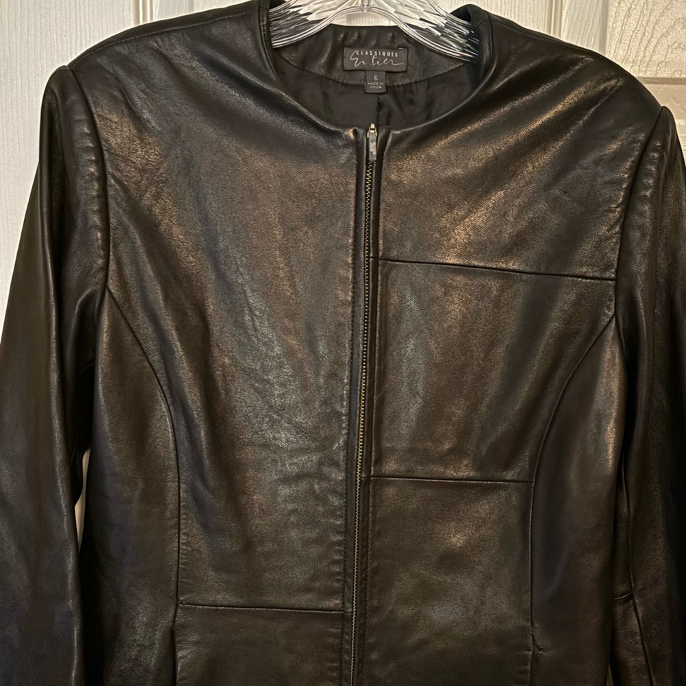 Classified Entier black leather jacket in size 6.